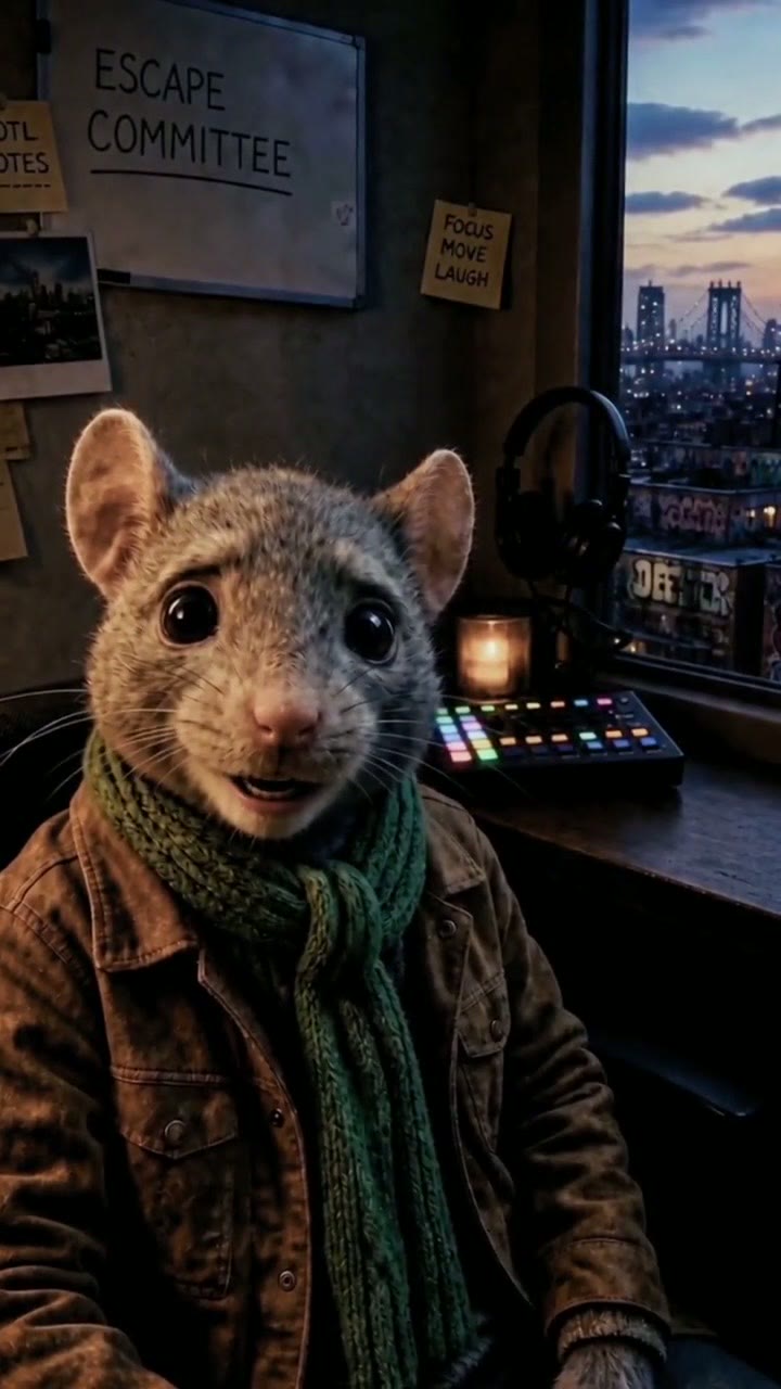 MOTL working opening with a fictional animal host at a desk